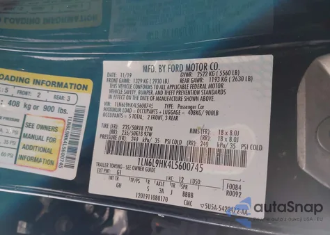 2020 Lincoln Continental Livery from USA, damaged, VIN 1LN6L9HK4L5600745